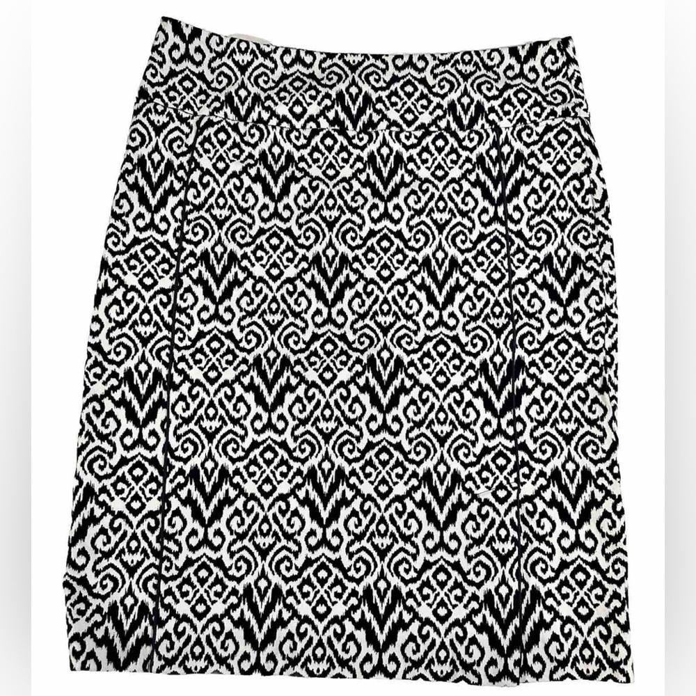 Margaret M Geometrical Black White Pencil Stretch‎ Skirt Size Med EUC